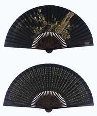 JIANQING, WITH MAKER’S SEALMARK ZHANG ZIYUAN A SILVER-INLAID AND GILT-PAINTED JICHIMU FOLDING FAN